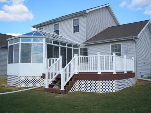 Conservatory that leads to a deck