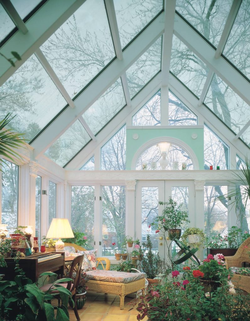 Indoor garden in a cathedral sunroom