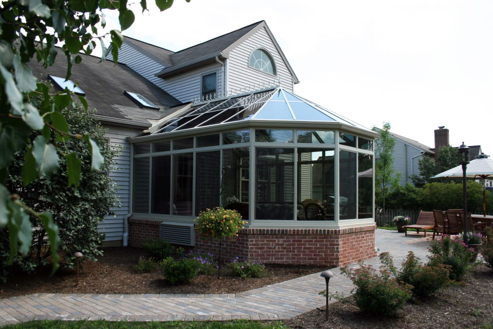 Conservatory sunroom with brick details