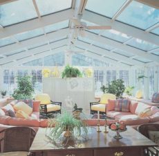 Large, fully furnished glass cathedral sunroom