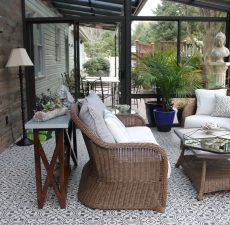 Sunroom with tile floor