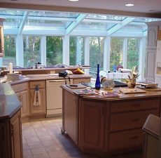 Glass straight roof sunroom