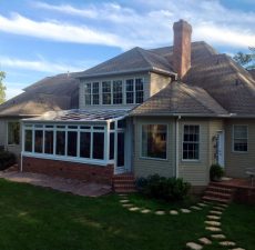 Glass straight roof sunroom