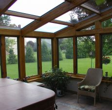 Sunroom to enclose a hot tub