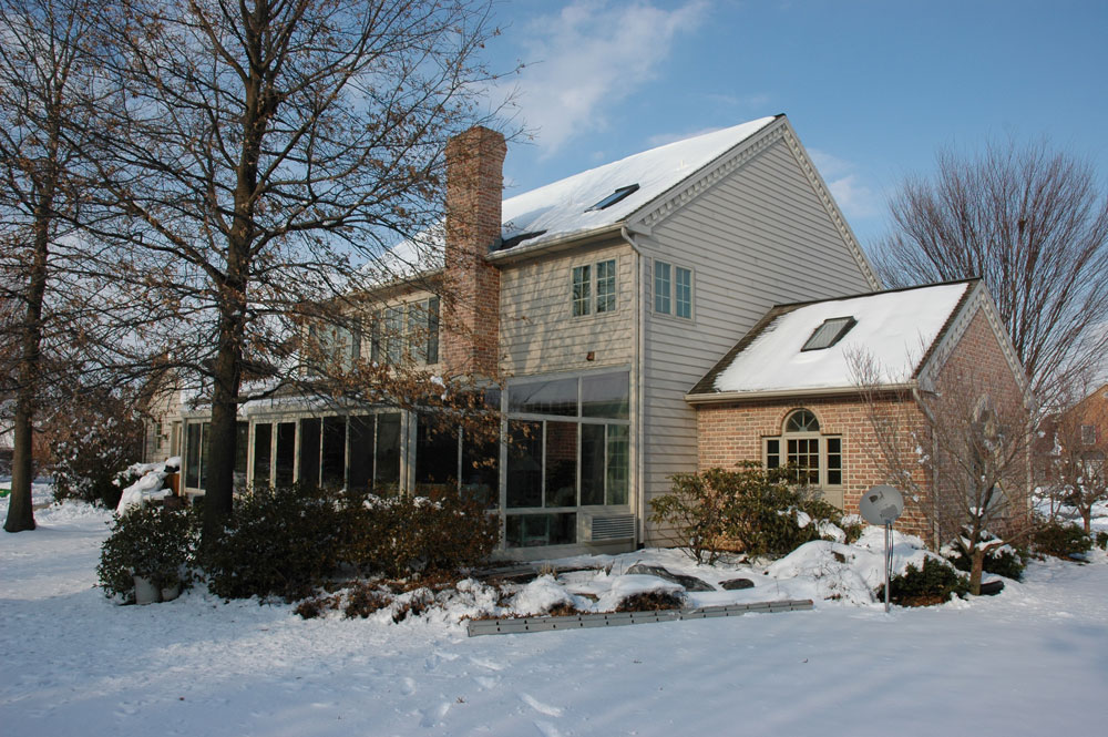 Sunroom addition in the winter