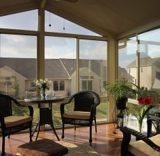 indoor view of mounted solid cathedral roof sunroom