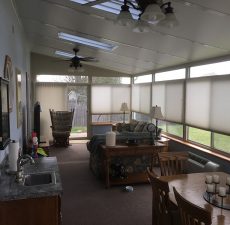 pull down blinds for solid roof sunroom installation